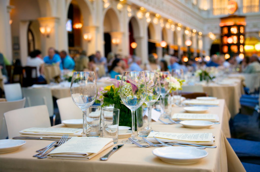 Elegant dining table for business dinner