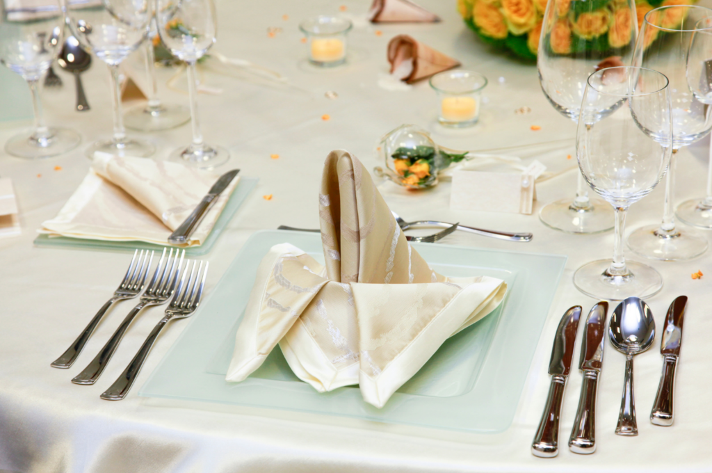 Elegant place setting at dining table