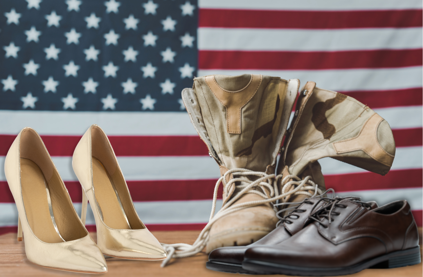Military shoes, dress shoes, and high heels